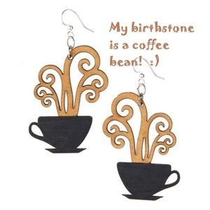 CUTE COFFEE MUG CUP EARRINGS Laser Wood FINAL $